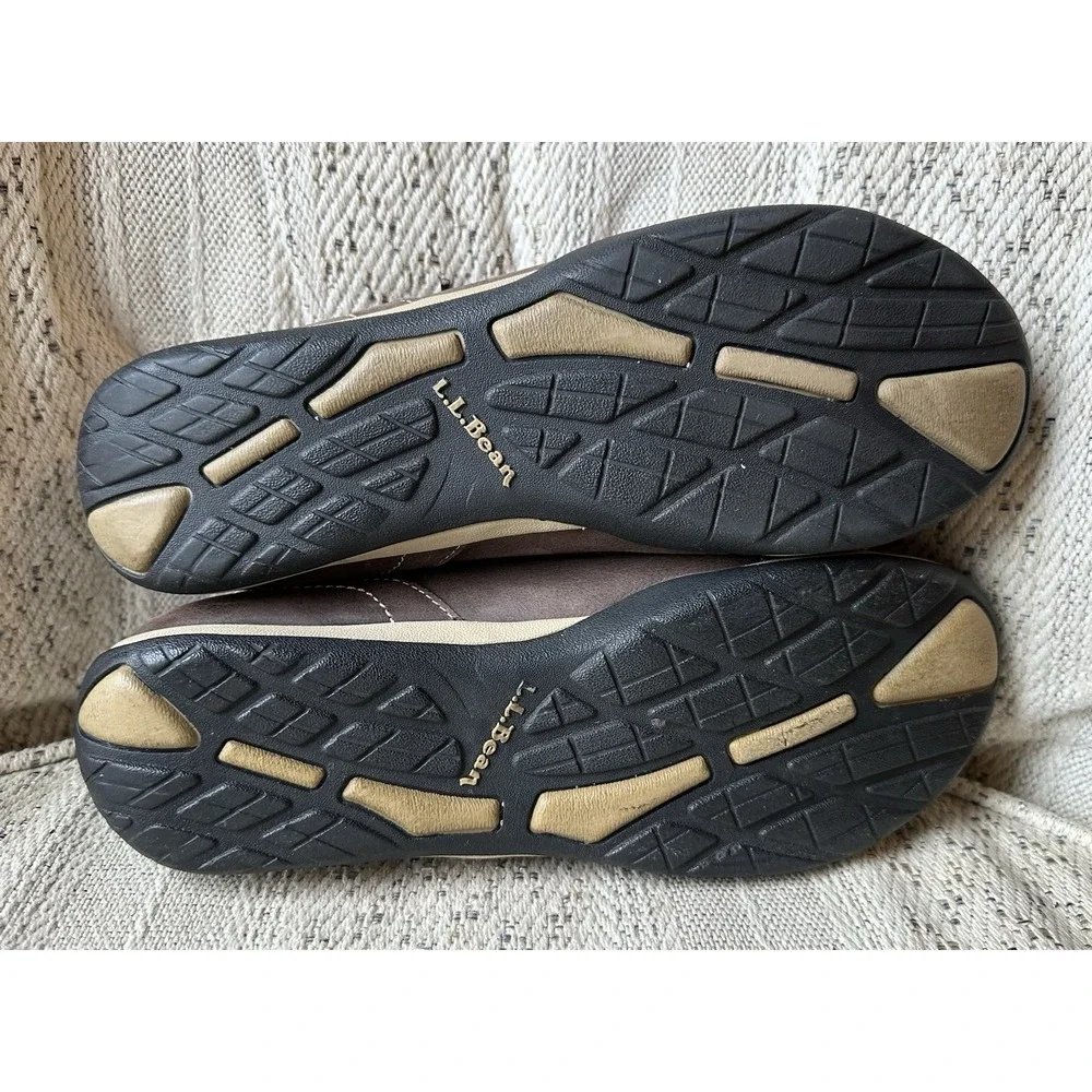 LL Bean Sneaker Womens 9.5 M Brown Leather Shoes Athletic Casual Lace Up Outdoor